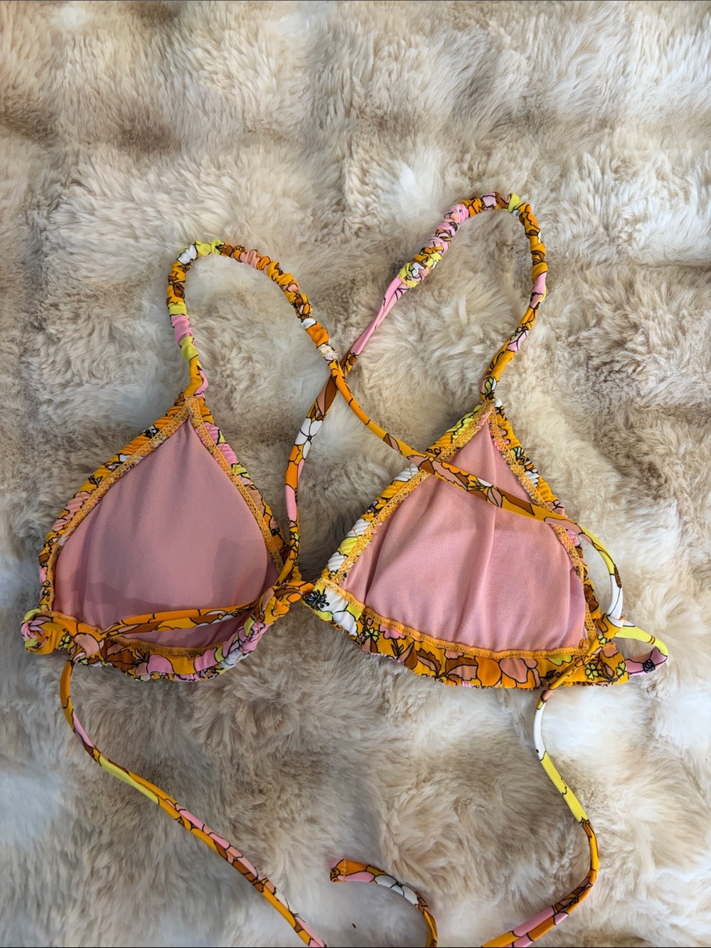 Xhilaration orange pink and yellow floral print bikini size medium - Picture 8 of 8